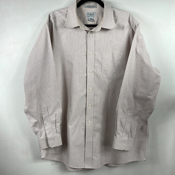 L.L. Bean Other - L.L Bean Wrinkle Resistant Candy Cane  Color Pinstripe Button Down Shirt Sz. XL
